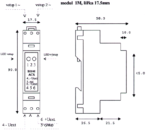Modul 1 (rozm�ru jsou uvedeny v mm)